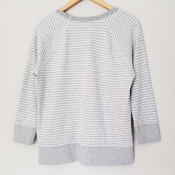 JAMES PERSE Raglan Pullover Sweatshirt Top Gray White Striped Cotton 3 L $145 - Picture 5 of 15